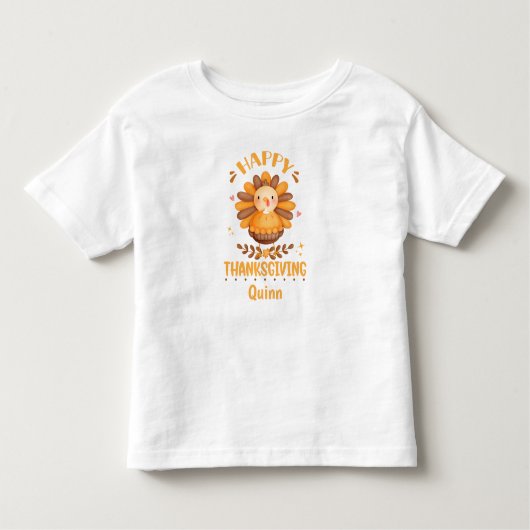Happy Thanksgiving Schattigee gepersonaliseerde na Kinder Shirts (Voorkant)