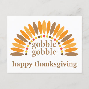 Happy Thanksgiving Schattigee Gobble Turkije veren Briefkaart