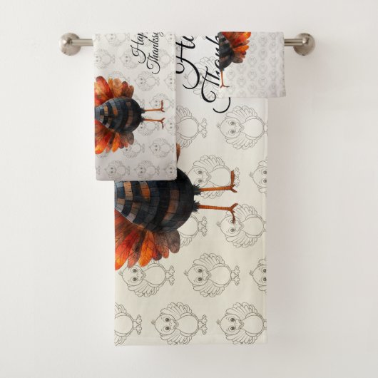 Happy Thanksgiving Schattigee kleurrijke Baby Turk Bad Handdoek (Insitu)