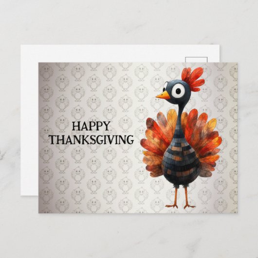 Happy Thanksgiving Schattigee kleurrijke Baby Turk Briefkaart (Voorkant / Achterkant)