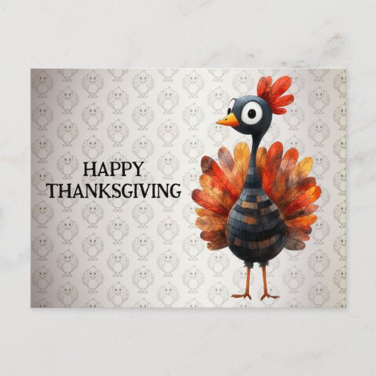 Happy Thanksgiving Schattigee kleurrijke Baby Turk Briefkaart (Voorkant)