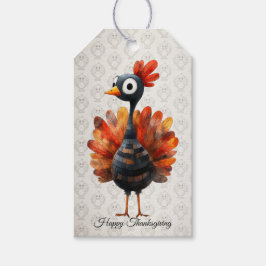 Happy Thanksgiving Schattigee kleurrijke Baby Turk Cadeaulabel