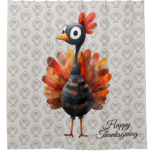 Happy Thanksgiving Schattigee kleurrijke Baby Turk Douchegordijn (Voorkant)