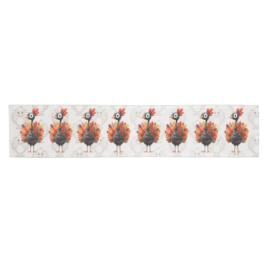 Happy Thanksgiving Schattigee kleurrijke Baby Turk Korte Tafelloper (Horizontaal)