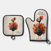 Happy Thanksgiving Schattigee kleurrijke Baby Turk Ovenwant & Pannenlap Set (Voorkant)