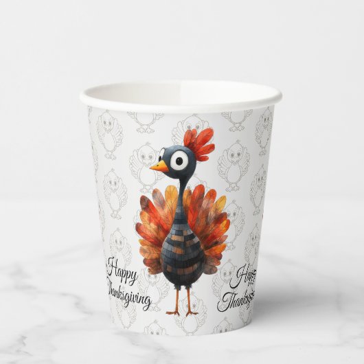 Happy Thanksgiving Schattigee kleurrijke Baby Turk Papieren Bekers (Links)