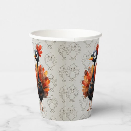Happy Thanksgiving Schattigee kleurrijke Baby Turk Papieren Bekers (Rechts)