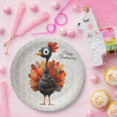 Happy Thanksgiving Schattigee kleurrijke Baby Turk Papieren Bordje (Feest)