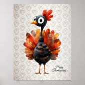 Happy Thanksgiving Schattigee kleurrijke Baby Turk Poster (Voorkant)