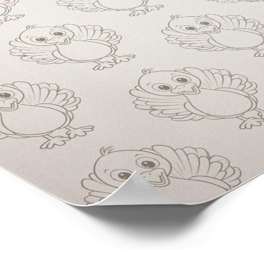 Happy Thanksgiving Schattigee kleurrijke Baby Turk Poster (Hoek)