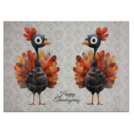 Happy Thanksgiving Schattigee kleurrijke Baby Turk Snijplank (Voorkant)