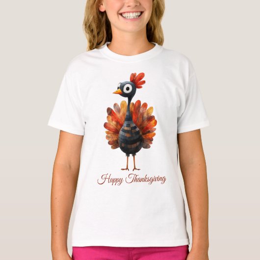 Happy Thanksgiving Schattigee kleurrijke Baby Turk T-shirt (Voorkant)