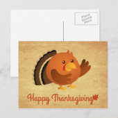 Happy Thanksgiving, Schattigee ronde Turkije Feestdagenkaart (Voorkant / Achterkant)