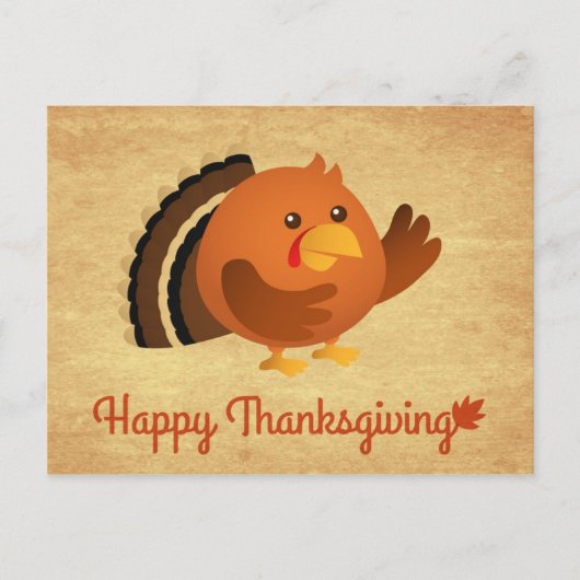 Happy Thanksgiving, Schattigee ronde Turkije Feestdagenkaart (Voorkant)