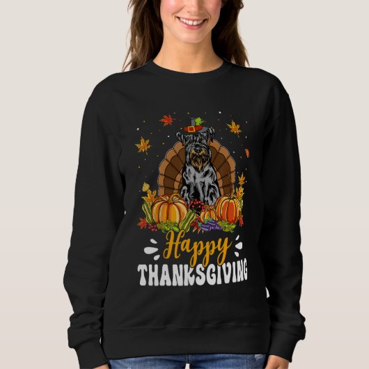 Happy Thanksgiving Schnauzer Dog Turkey Pumpkin Trui (Voorkant)