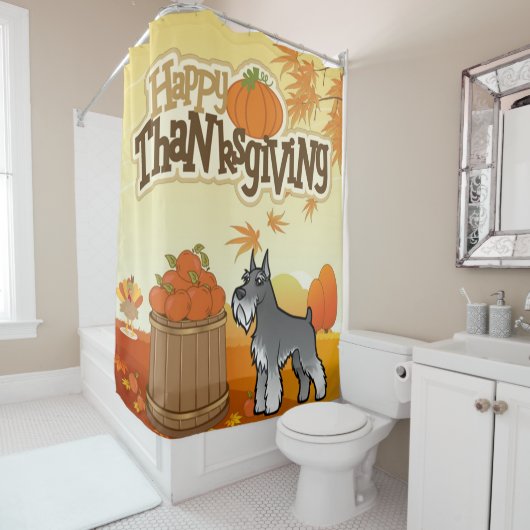 Happy Thanksgiving Schnauzer Douchegordijn (In situ)