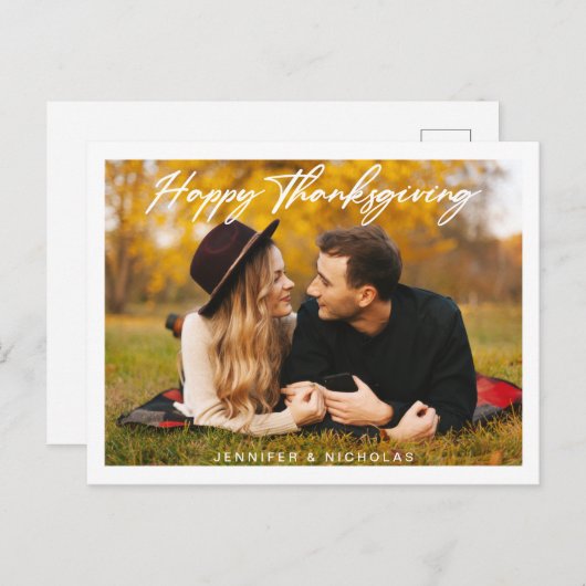 Happy Thanksgiving Script Foto Briefkaart (Voorkant / Achterkant)