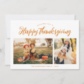 Happy Thanksgiving Script Handschrift Foto Feestdagenkaart (Voorkant)