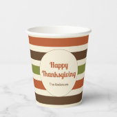Happy Thanksgiving Script Herfst Kleuren Strepen Papieren Bekers (Achterkant)
