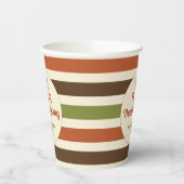 Happy Thanksgiving Script Herfst Kleuren Strepen Papieren Bekers (Links)