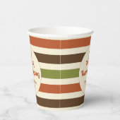 Happy Thanksgiving Script Herfst Kleuren Strepen Papieren Bekers (Rechts)
