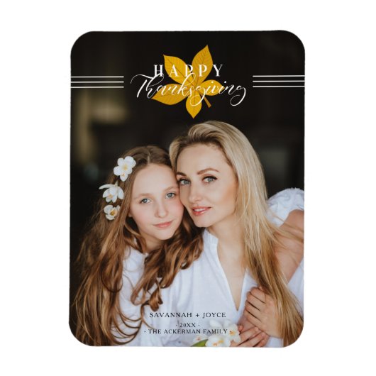 Happy Thanksgiving Script laat aangepaste foto ach Magneet (Verticaal)