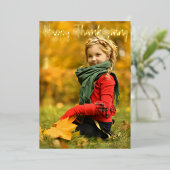 Happy Thanksgiving Script Overlay Photo Chic Gold Folie Feestdagenkaart (Staand Voorkant)