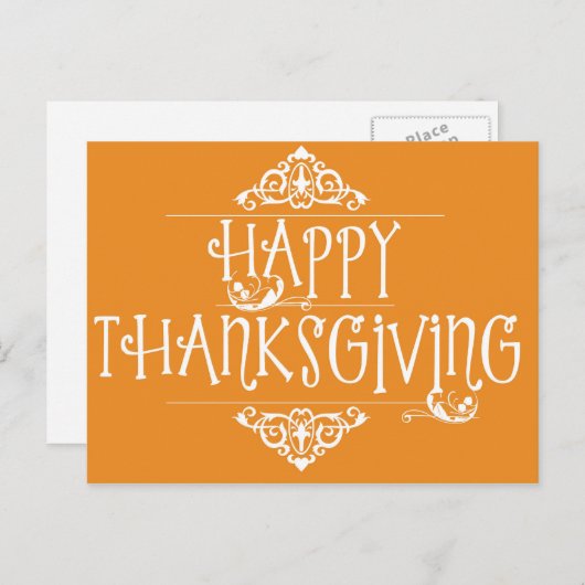 Happy Thanksgiving Script Sinaasappel Feestdagenkaart (Voorkant / Achterkant)