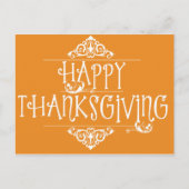 Happy Thanksgiving Script Sinaasappel Feestdagenkaart (Voorkant)