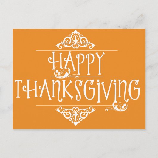 Happy Thanksgiving Script Sinaasappel Feestdagenkaart (Voorkant)