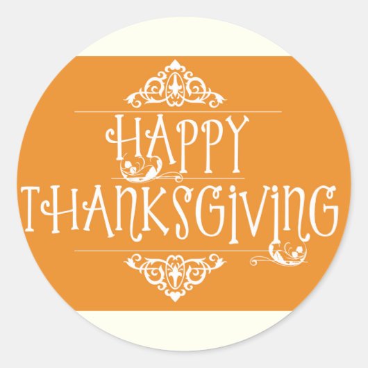 Happy Thanksgiving Script Sinaasappel Ronde Sticker (Voorkant)