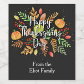 Happy Thanksgiving-set voor voedsel en dranken Wijn Etiket (Enkel label)