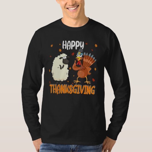 Happy Thanksgiving Sheep en Turkey Matching Frien T-shirt (Voorkant)