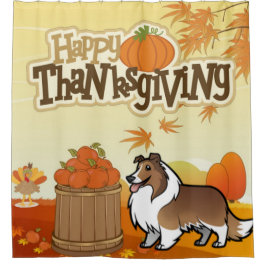 Happy Thanksgiving Shetland Sheepdog Douchegordijn