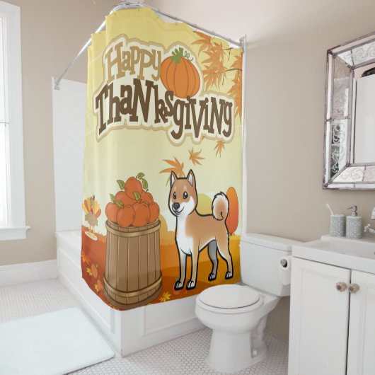 Happy Thanksgiving Shiba Inu Douchegordijn (In situ)