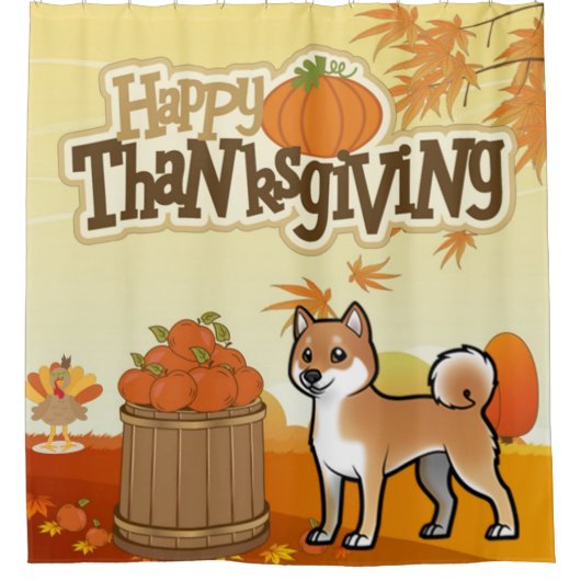 Happy Thanksgiving Shiba Inu Douchegordijn (Voorkant)