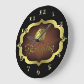 Happy Thanksgiving Shield met Acorn Grote Klok (Hoek)