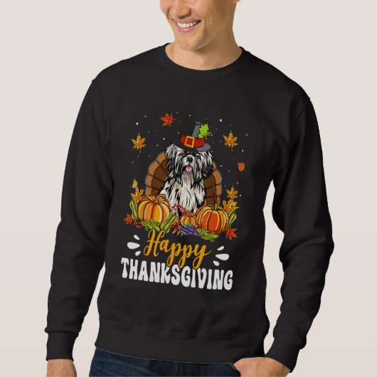 Happy Thanksgiving Shih Tzu Dog Turkey Pumpkin Trui (Voorkant)