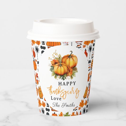 Happy Thanksgiving Shirt | Herfst Vakantie Turkije Papieren Bekers (Achterkant)
