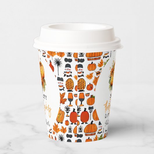 Happy Thanksgiving Shirt | Herfst Vakantie Turkije Papieren Bekers (Rechts)