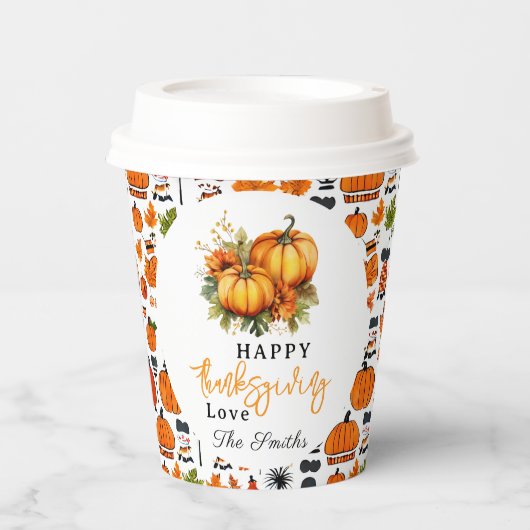 Happy Thanksgiving Shirt | Herfst Vakantie Turkije Papieren Bekers (Voorkant)