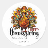 Happy Thanksgiving Shirt | Herfst Vakantie Turkije Ronde Sticker (Voorkant)