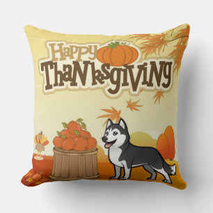 Happy Thanksgiving Siberian Husky Kussen
