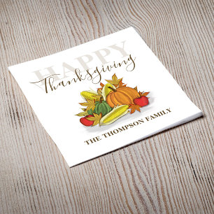Happy Thanksgiving Simple Autumn Harvest Custom Servet