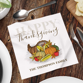 Happy Thanksgiving Simple Autumn Harvest Custom Servet