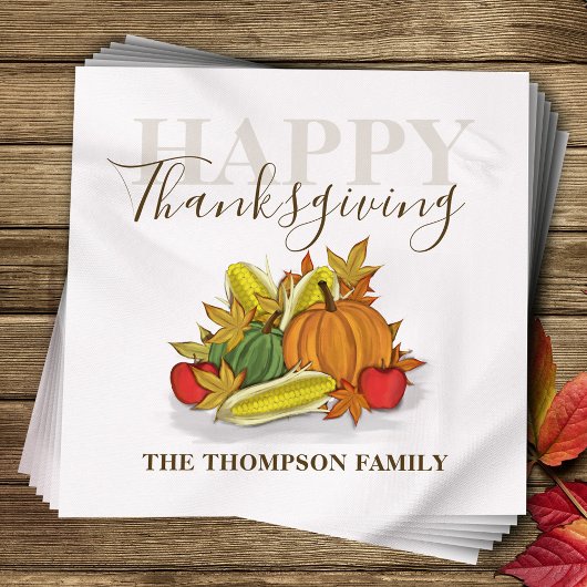 Happy Thanksgiving Simple Autumn Harvest Custom Servet