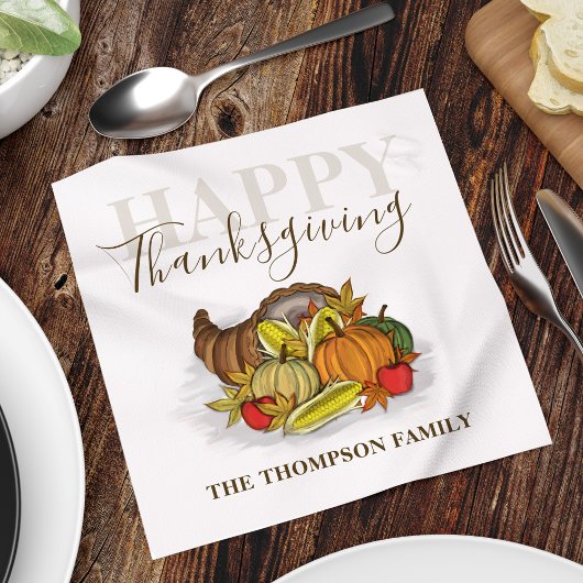 Happy Thanksgiving Simple Autumn Harvest Custom Servet