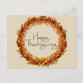Happy Thanksgiving Simple Autumn Leaf Wreath Briefkaart (Voorkant)