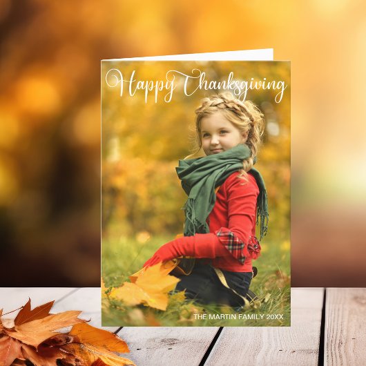 Happy Thanksgiving Simple Chic Familie Foto gevouw Feestdagen Kaart