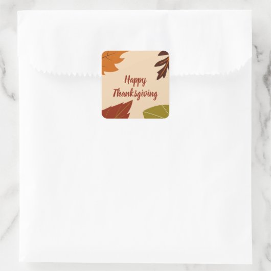 Happy Thanksgiving Sinaasappel Bruin Groene Fall B Vierkante Sticker (Tas)